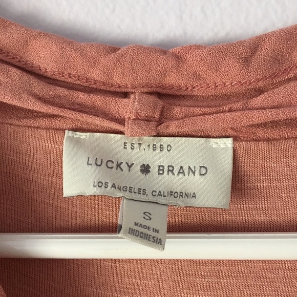 🪴 Lucky Brand Pink Button Down Woven Mix Top Small - Picture 3 of 10